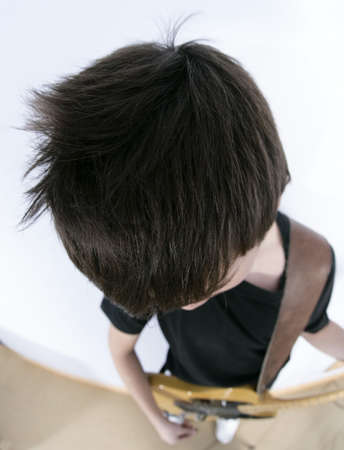 guitarist teenage boy playing guitarの写真素材