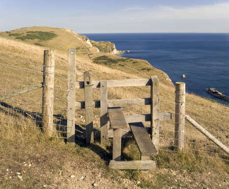durdle door from dorset coast path englandの写真素材