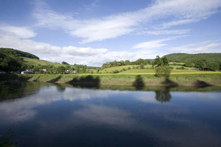 the river wye wye valley border of england and wales tintern monmouthshire gloucestershireの写真素材