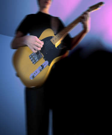 guitarist teenage boy playing guitarの写真素材