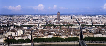 view over the city of lyon the rivers saone and rhoneの写真素材