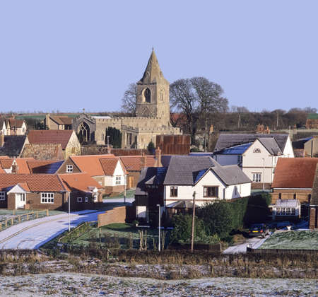 english village in winter yelden bedfordshire home counties england uk europeの写真素材