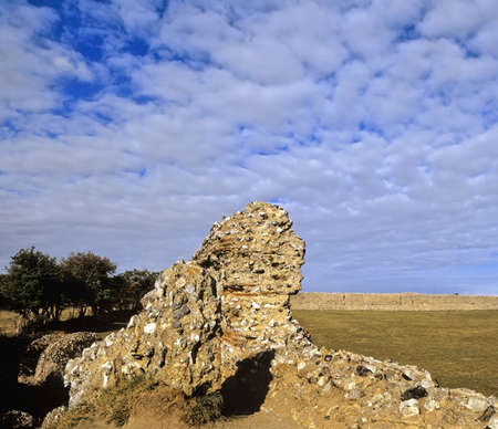 roman fort gariannonium burgh castle norfolk broads national park east anglia england uk europeの写真素材
