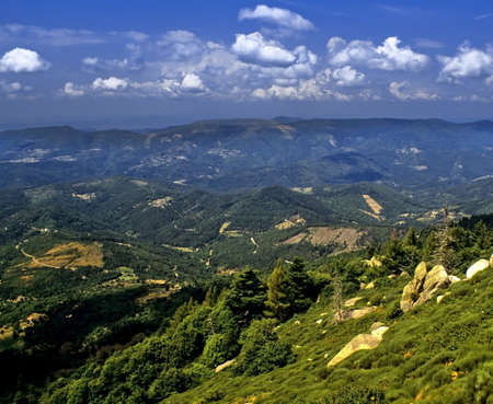 view from belvedere des bouzades the cevennes mountains national park lozere languedoc-roussillon south of france europeの写真素材