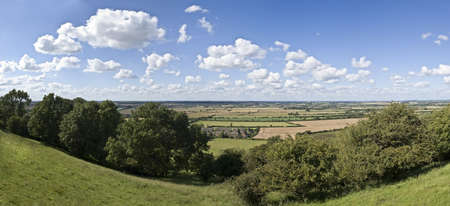 view over warwickshire countryside from the burton dassett hills country parkの写真素材