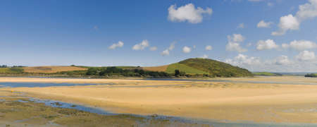 view from the camel trail cycleway estuary of the river camel padstow and rock cornish coast cornwall england ukの写真素材