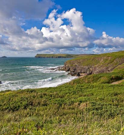 the coastal footpath between haymer bay rock and polzeath the cornish coast cornwall england ukの写真素材