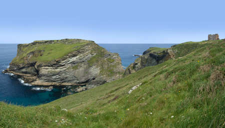 tintagel castle the cornish coast cornwall england ukの写真素材