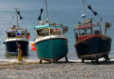 cadgwith harbour and bay fishing village and port cornwall england ukの写真素材
