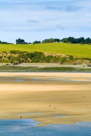 view from the camel trail cycleway and footpath along disused railway line the estuary of the river...