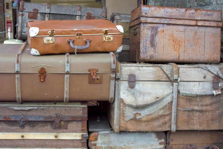 old luggage on station platformの写真素材