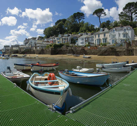 the estuary of the river fowey town of fowey south cornish coast cornwall england ukの写真素材