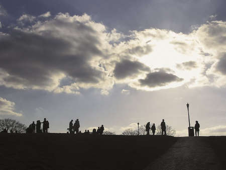  	people  on primrose hill camden north londonの写真素材