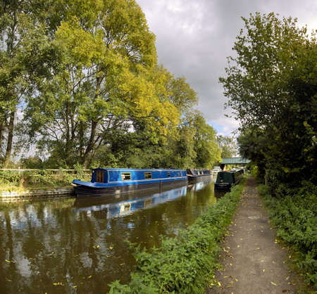 stratford upon avon canal lapworth flight of locks warwickshire midlands england ukの写真素材