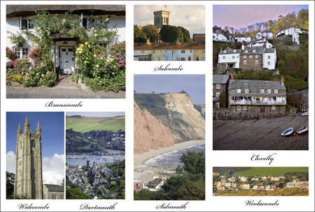 a picture postcard of towns and villages in devon put together from my own images