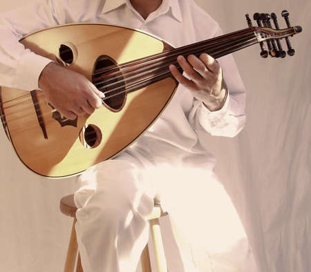 arab musician playing traditional stringed instrument the oud   