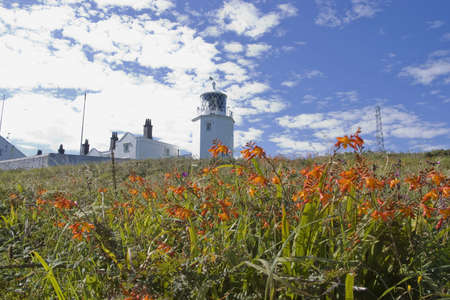 Lighthouse at lizard point, the southernmost tip of land in England, UKの写真素材