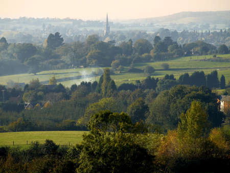 A view over countryside and villages.の写真素材