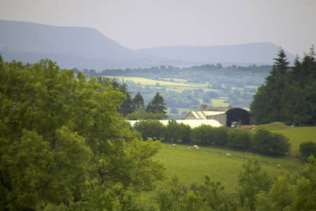 View from the offas dyke long distance footpath hergest ridge herefordshire.の写真素材