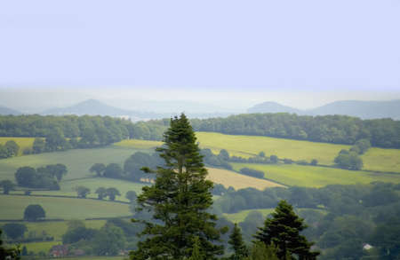 View from the offas dyke long distance footpath hergest ridge herefordshire.の写真素材