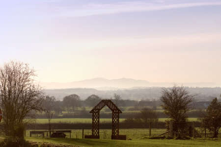 The view towards the malvern hills from the jinny ring centre hanbury worcestershire england ukの写真素材