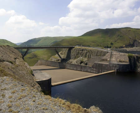 The elan valley cambrian mountains area of outstanding natural beauty powys wales the valley has dams and reservoirs which are used to provide the city of birmingham with a stable water supply.の写真素材