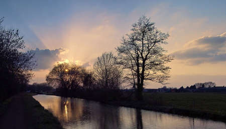 The worcester and birmingham canal at stoke prior worcestershire.の写真素材