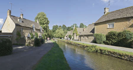 river eye lower slaughter village the cotswolds gloucestershire the midlands england uk. の写真素材