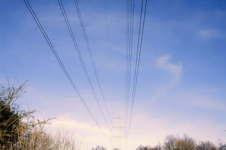 A metal pylon carrying electricity supply power lines.