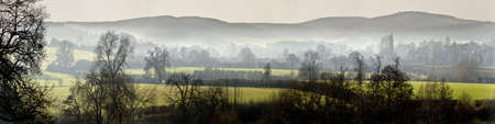 A view over misty countryside 