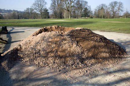 A pile of sand on a building site.の写真素材