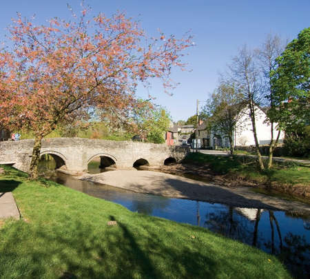 The river clun clun village shropshire the midlands england ukの写真素材