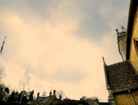 the parish church of st lawrence bourton in the water in the cotswoldsの写真素材
