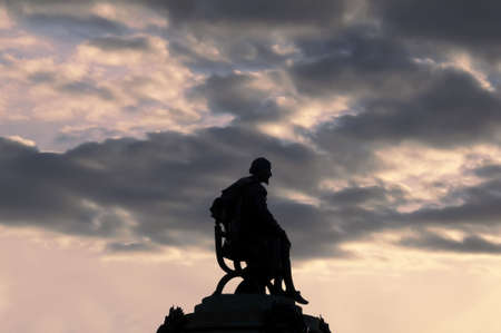 stratford upon avon warwickshire england statue of william shakespeare の写真素材