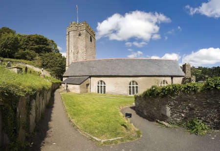 the chapel, st petrox church, at dartmouth castle on the estuary of the river dart devonの写真素材