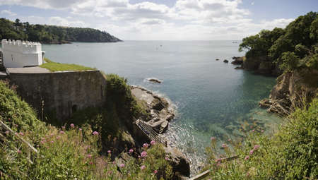 dartmouth castle on the estuary of the river dart devonの写真素材
