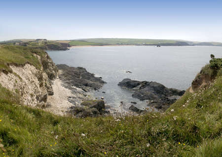 views of the devon coast from bantham to thurlestone the south hams from the south west devon footpathの写真素材
