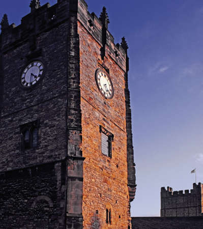 england yorkshire richmond market place and churchの写真素材