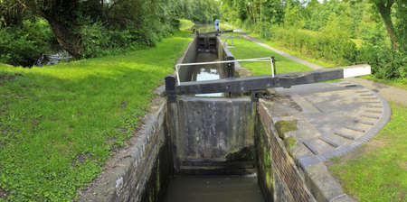 stratford upon avon canal lapworth flight of locks warwickshire midlands england ukの写真素材
