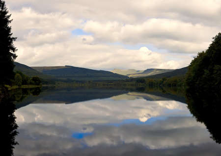 reservoir in the brecon beacons national park powys wales ukの写真素材