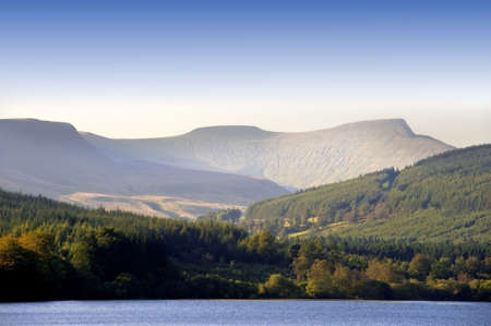 reservoir in the brecon beacons national park powys wales ukの写真素材