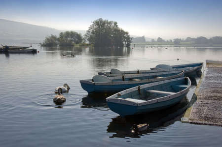llangorse lake llangors powys brecon beacons national park wales ukの写真素材