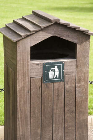 a litter bin on a roadの写真素材