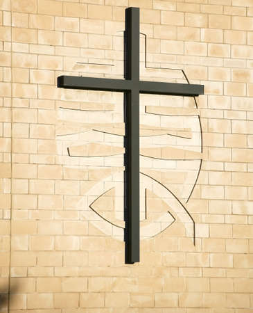 cross on methodist church warwick ukの写真素材