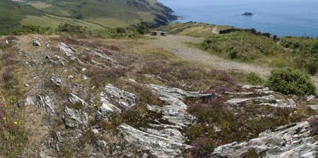 the cliffs at bolberry down on the south west devon coast coast path the south hams devon england ukの写真素材