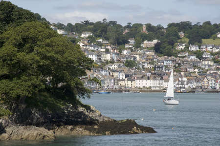view of dartmouth from the castle on the estuary of the river dart devonの写真素材
