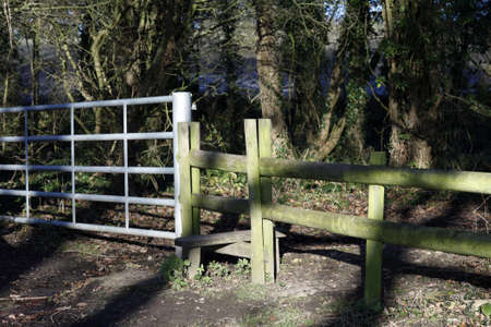 metal gate entrance to fieldの写真素材