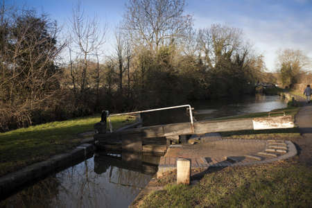 stratford upon avon canal lapworth flight of locks warwickshire midlands england ukの写真素材