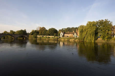 The georgian market town of bewdley alongside the river severn in the severn valley worcestershire the midlands england.の写真素材