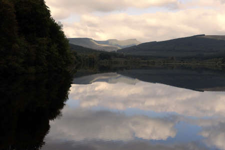 reservoir in the brecon beacons national park powys wales ukの写真素材